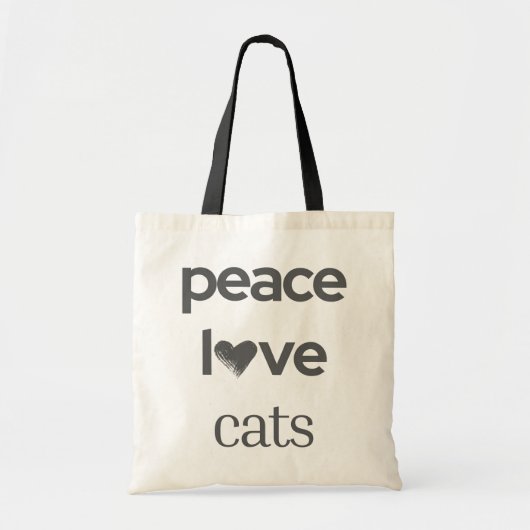 Tote Bag Peace Love Cats | Cat Mom Lover Modern Statement (Devant)