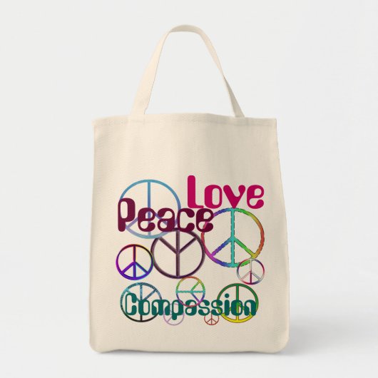 Tote Bag Peace Love Compassion Fourre-tout (Devant)