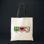 Tote Bag Peace Love Cougars<br><div class="desc">Jolie Cougars design qui fait un grand cadeau pour un fan Cougars. Un signe de paix, un coeur, et un cougar qui saute.</div>