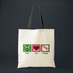 Tote Bag Peace Love Cougars<br><div class="desc">Jolie Cougars design qui fait un grand cadeau pour un fan Cougars. Un signe de paix, un coeur, et un cougar qui saute.</div>