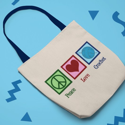 Tote Bag Peace Love Crochet mignon Monogram Crafting