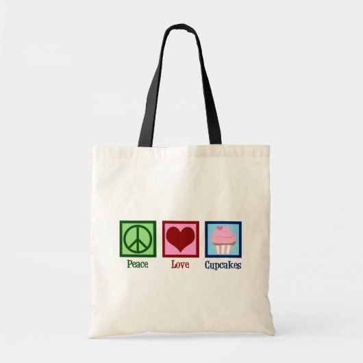 Tote Bag Peace Love Cupcakes Cute Baker (Devant)