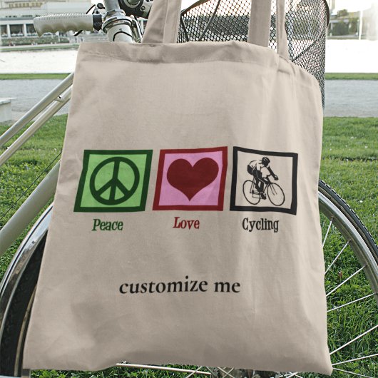 Tote Bag Peace Love Cyclist Cute Custom Cyclist
