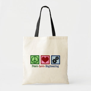 Tote Bag Peace Love Engineering mignonne ingénieur engrena
