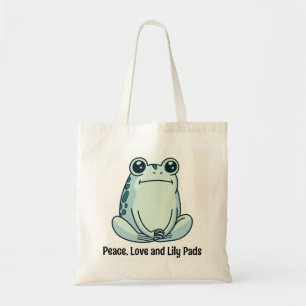 Tote Bag Peace Love Et Lily Pads Zen Frog