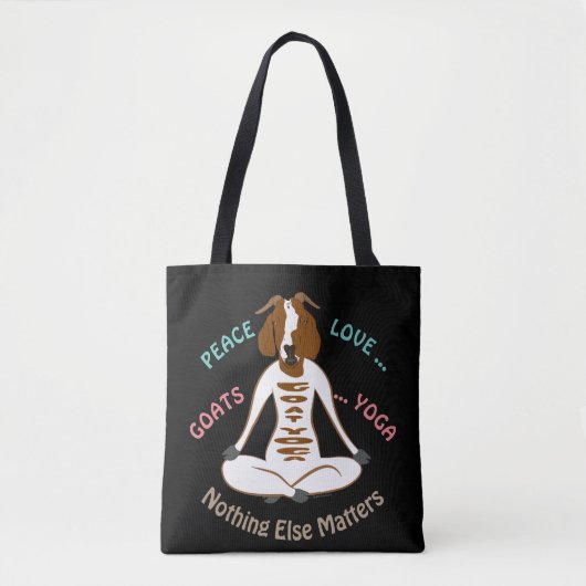 Tote Bag PEACE LOVE GOATS YOGA | GetYerGoat™ (Devant)