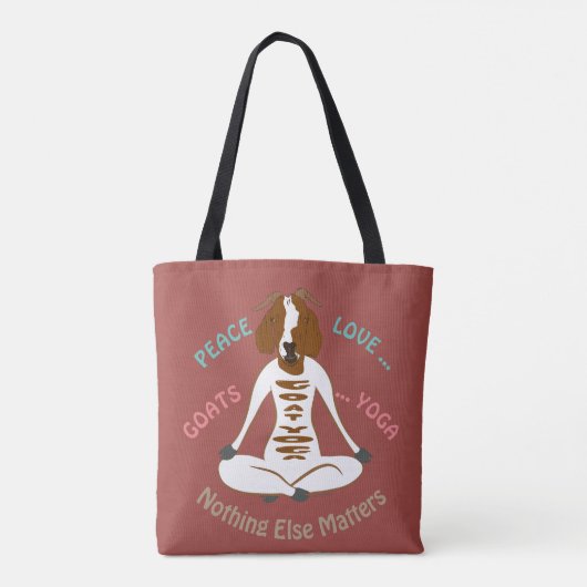 Tote Bag PEACE LOVE GOATS YOGA | GetYerGoat™ (Dos)