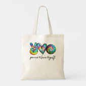 Tote Bag Peace Love Golf Tie Dye Cute Golf Amateurs (Dos)