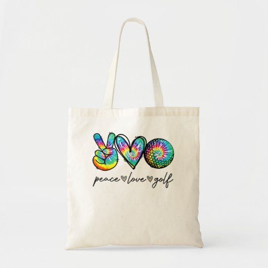 Tote Bag Peace Love Golf Tie Dye Cute Golf Amateurs (Devant)