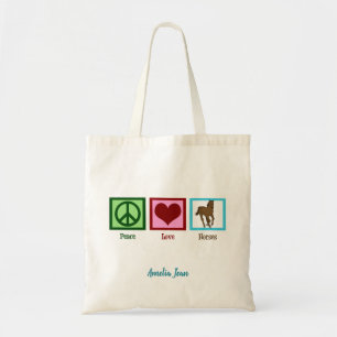 Tote Bag Peace Love Horses Cute Custom Horseback équitatio