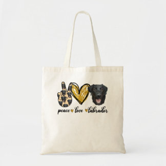Tote Bag Peace Love Labrador Chien Black Labrador Retriever