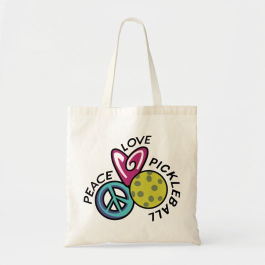 Tote Bag Peace Love Pickleball (Devant)