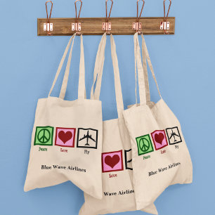 Tote Bag Peace Love Pilote d'avion personnalisé