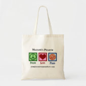 Tote Bag Peace Love Pizza Custom Pizzeria Restaurant (Devant)