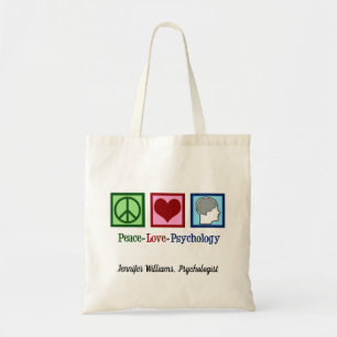 Tote Bag Peace Love Psychology Cute Psychologue Custom
