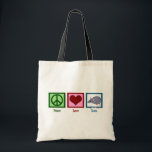 Tote Bag Peace Love Rats<br><div class="desc">Un signe de paix, un coeur et un rat. J'adore mon rat de compagnie mignon.</div>