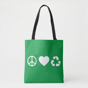 Tote Bag Peace Love Recycle
