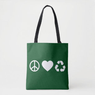 Tote Bag Peace Love Recycle