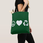 Tote Bag Peace Love Recycle (De près)