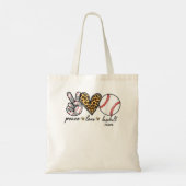 Tote Bag Peace Love Softball mignon Softball amoureux s (Dos)