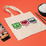 Tote Bag Peace Love Sushi<br><div class="desc">Peace Love Sushi. Un joli cadeau sushi amoureux pour un fan japonais qui aime manger du poisson cru.</div>