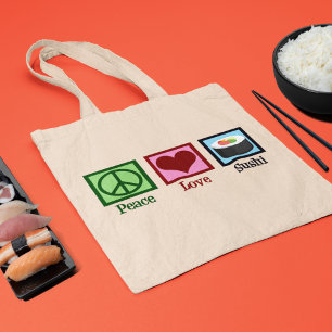 Tote Bag Peace Love Sushi
