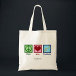 Tote Bag Peace Love Trombone Player Cute Custom<br><div class="desc">Custom Peace Love Trombone sac fourre-tout pour un membre du groupe qui aime jouer d'un instrument en laiton. Un joli signe de paix,  un coeur et un trombone sur un cadeau personnalisé.</div>