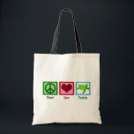 Tote Bag Peace Love Turtles Cute Sea Turtle<br><div class="desc">Un cadeau cool amoureux de tortue avec une jolie tortue de mer à côté d'un joli signe de paix et coeur. Les tortues Peace Love.</div>