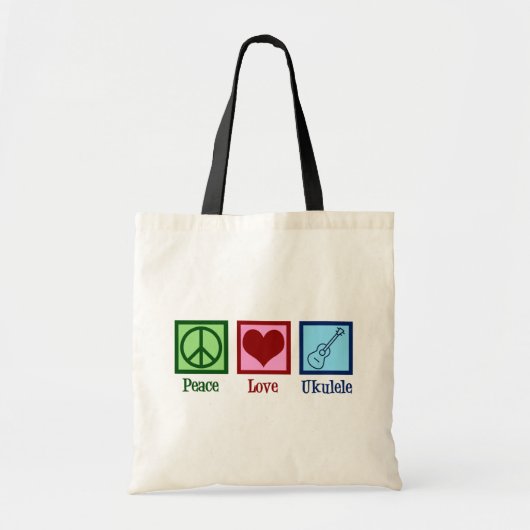 Tote Bag Peace Love Ukulele (Devant)