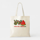 Tote Bag Peace Love Watermelon peace love pastèque day me (Dos)