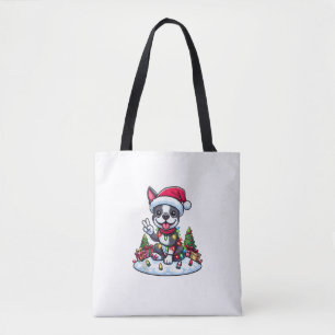 Tote Bag Peace Main Boston Terrier Lumières de Noël Femmes