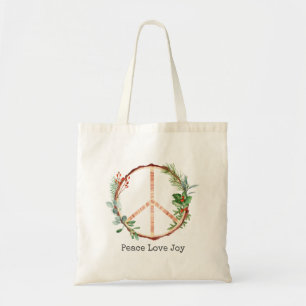 Tote Bag Peace Sign Love Joie Noël