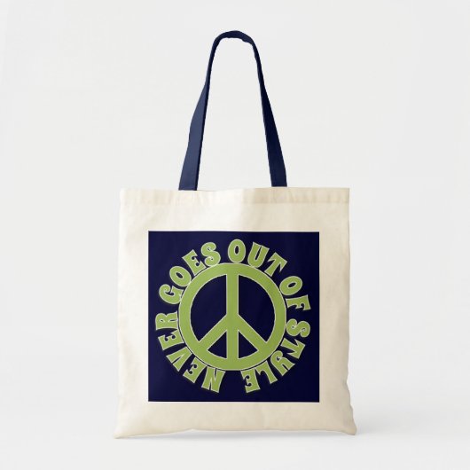 TOTE BAG PEACE SIGN PEACE NEVER GOES OUT OF STYLE (Devant)