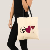 Tote Bag PeaceLove&Wine Fourre-tout (Devant (produit))