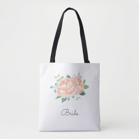 Tote Bag Peach Peony Flowers Nuptiale (Devant)