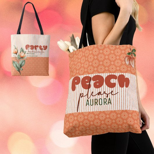 Tote Bag Peach Squad Savannah Bridesmaid Bachelorette rétro