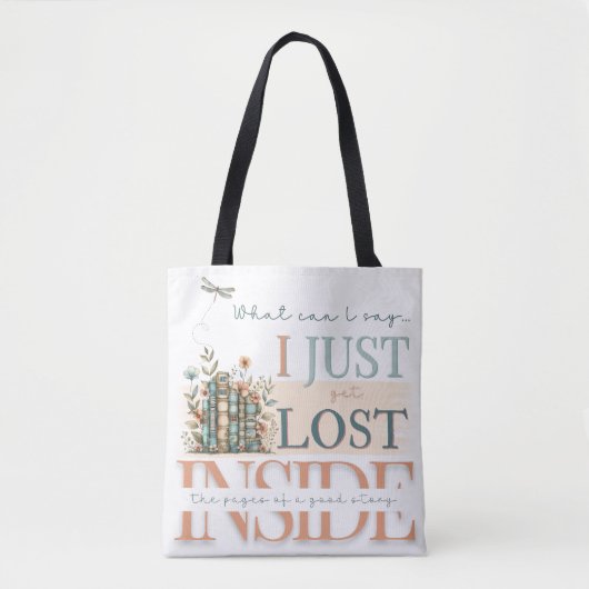 Tote Bag Peach Turquoise Bookish Romance Book Lovers Signat (Devant)