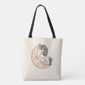 Tote Bag Peachy Blush Rose Céleste Lune & Étoiles Unicorne (Dos)