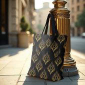 Tote Bag Peacock Art Déco - Luxe Deco Gold & Grey