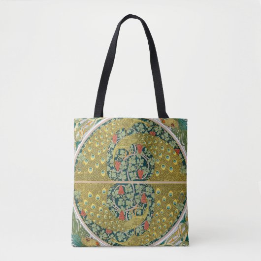 Tote Bag Peacock Art Nouveau Style rond design complexe (Devant)