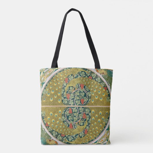 Tote Bag Peacock Art Nouveau Style rond design complexe (Dos)