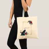 Tote Bag Peacock Blue Burgundy Winter Fall Wedding (Devant (produit))