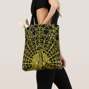 Tote Bag Peacock Gold Art Nouveau