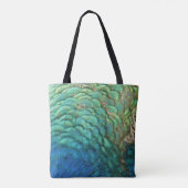 Tote Bag Peacock Plumes I Colorful Abstrait Nature Design (Dos)