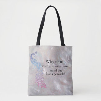 Tote Bag Peacock Slogan fourre-tout