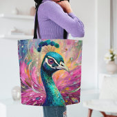 Tote Bag Peacock Whimsical Art Moderne Impressionniste