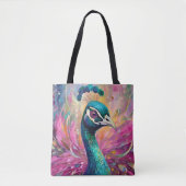 Tote Bag Peacock Whimsical Art Moderne Impressionniste (Devant)