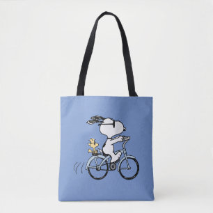 Tote Bag Peanuts   Snoopy & Woodstock Bicyclette