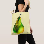 Tote Bag Pear aquarelle fruit vert (De près)