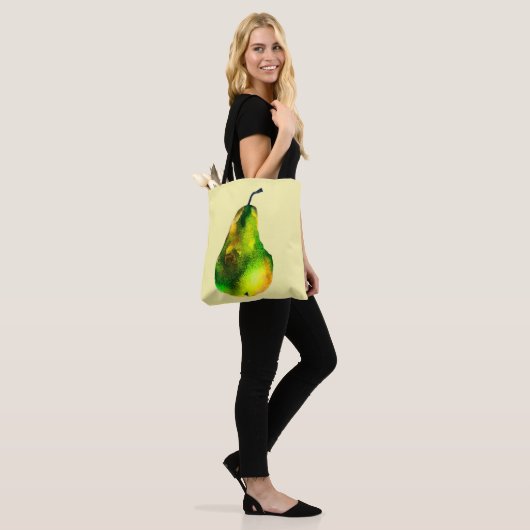 Tote Bag Pear aquarelle fruit vert (Sur le modèle)